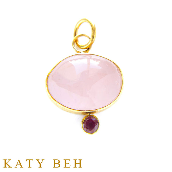 Janis Rose Quartz and Ruby Pendant